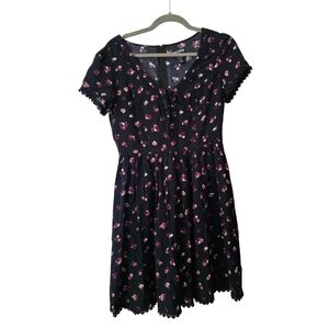 Hot Topic Black Floral Mini Dress Medium